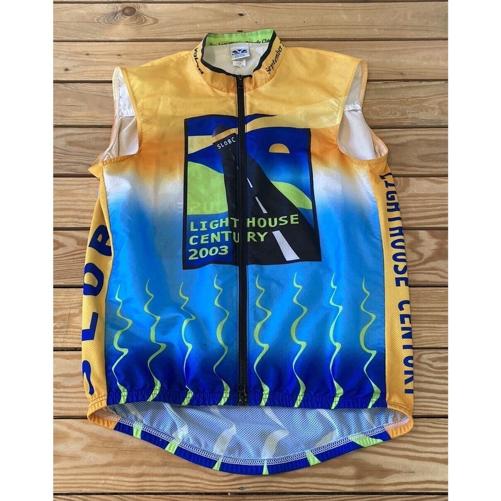 Voler Sleeveless Cycling Jacket Size Large Men’s Blue Orange Full Zip
